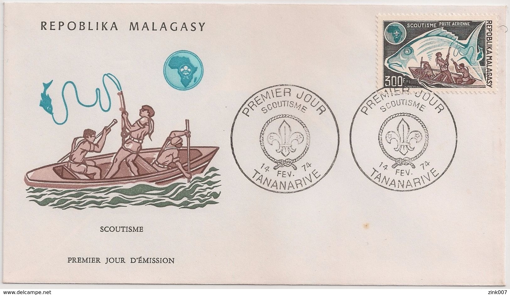 Malagasy Madagascar FDC 1974 - Scoutisme - Scouting - Scoutisme - Scouts - Cancel Tananarive - First Day Cover - Covers & Documents