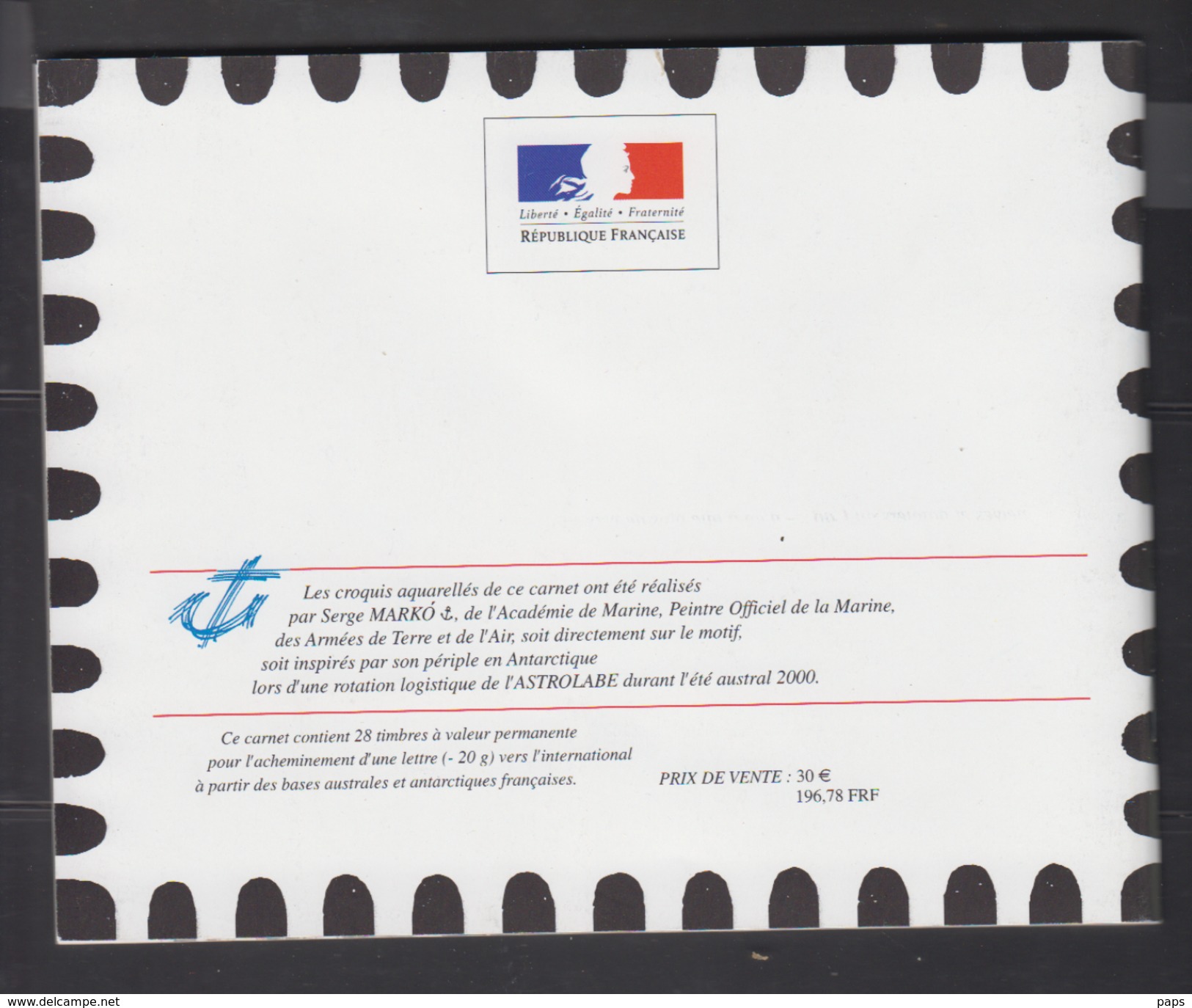 TAAF 2001-CARNET N°C308** TIMBRES N°308/321**+2FEUILLETS - Booklets