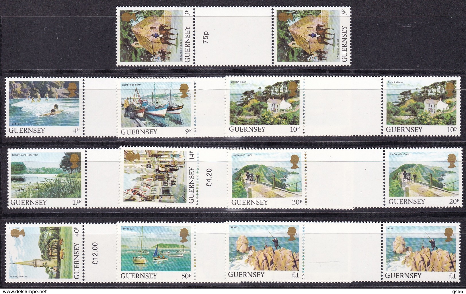 Guernsey, 1984, 288 A/97 A, Ansichten Von Gurnsey, Views Of Guernsey. MNH **, Gutter Pair - Guernesey