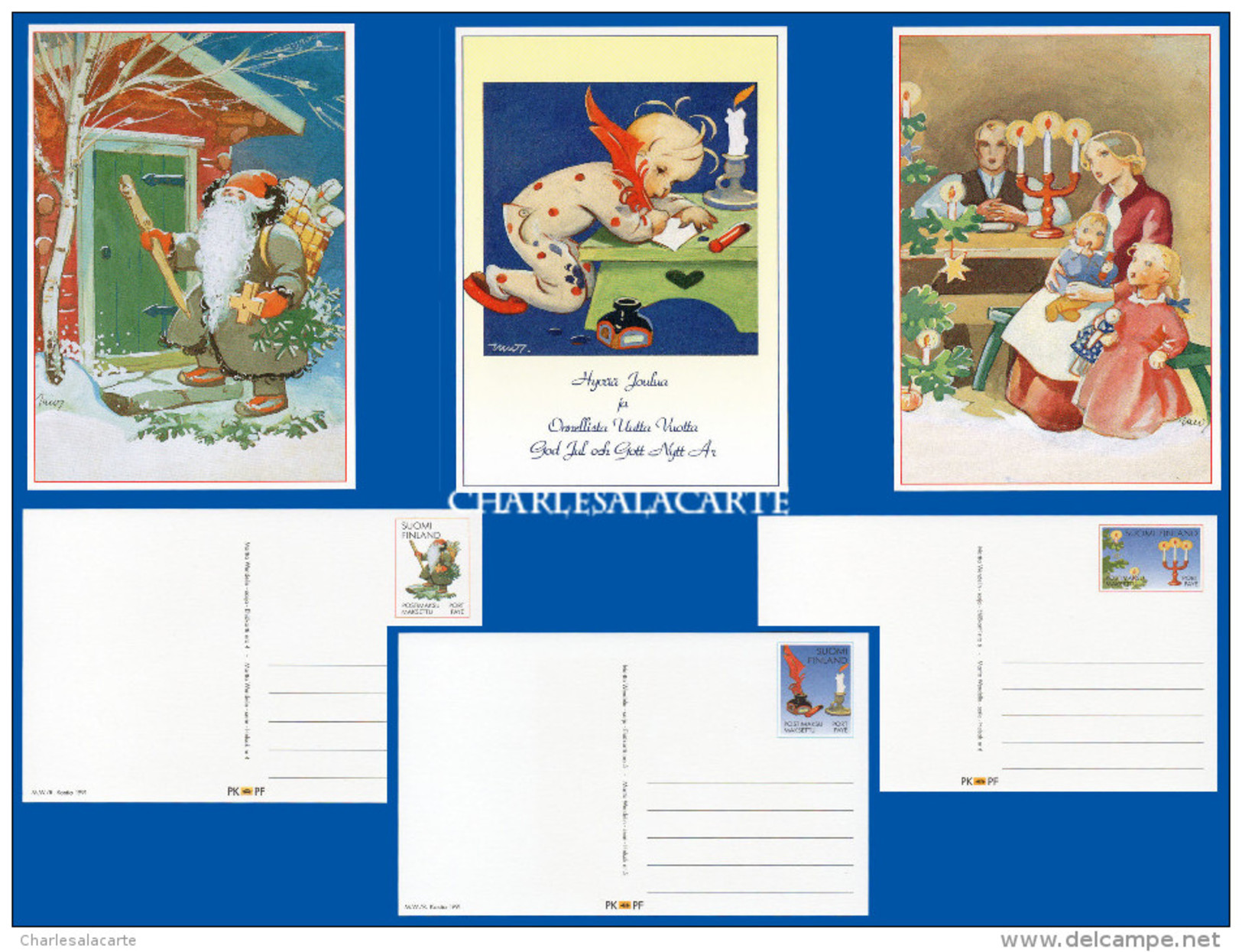 FINLAND 1991 PREPAID CHRISTMAS POSTCARDS SET OF 3 UNUSED - Enteros Postales
