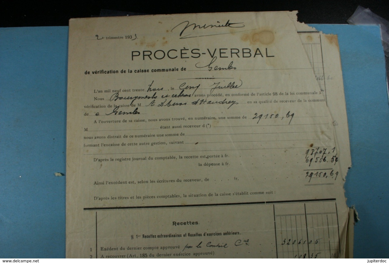 Lot de vieux documents sur Gembes et Graide (Gedinne) de 1881 à 1924