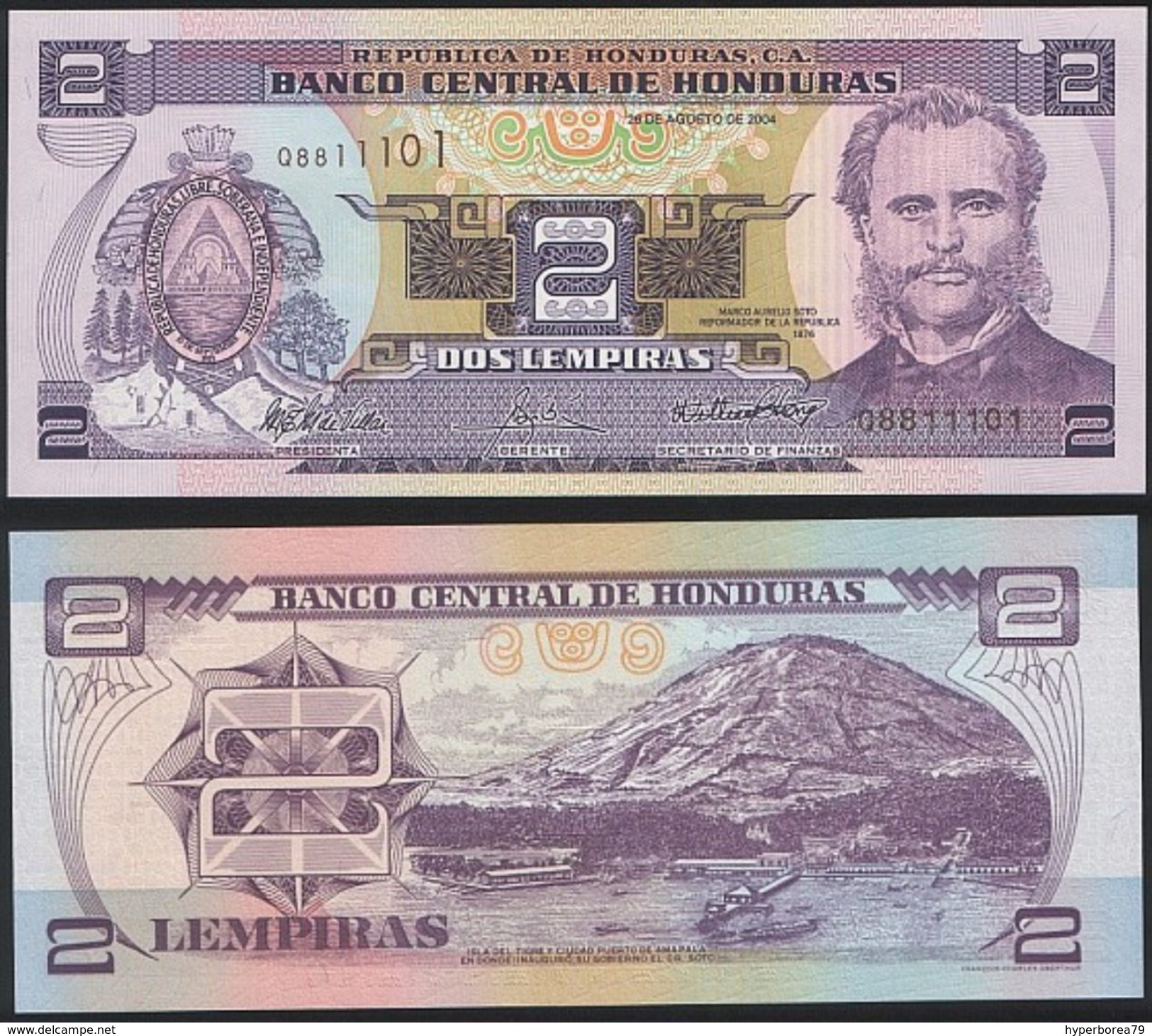 Honduras DEALER LOT ( 10 Pcs ) P 80A - 2 Lempiras 26.8.2004 - UNC - Honduras