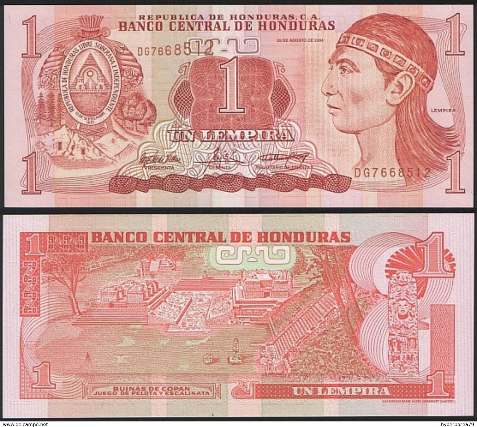 Honduras DEALER LOT ( 10 Pcs ) P 84 D - 1 Lempira 26 8 2004 - UNC - Honduras