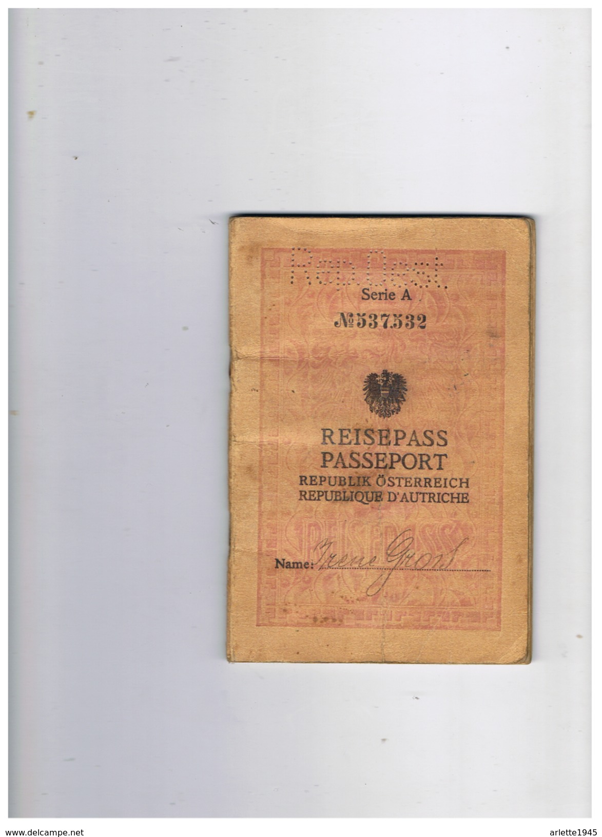 PASSEPORT REPUBLIQUE  D' AUTRICHE 1936  1941 - Sin Clasificación