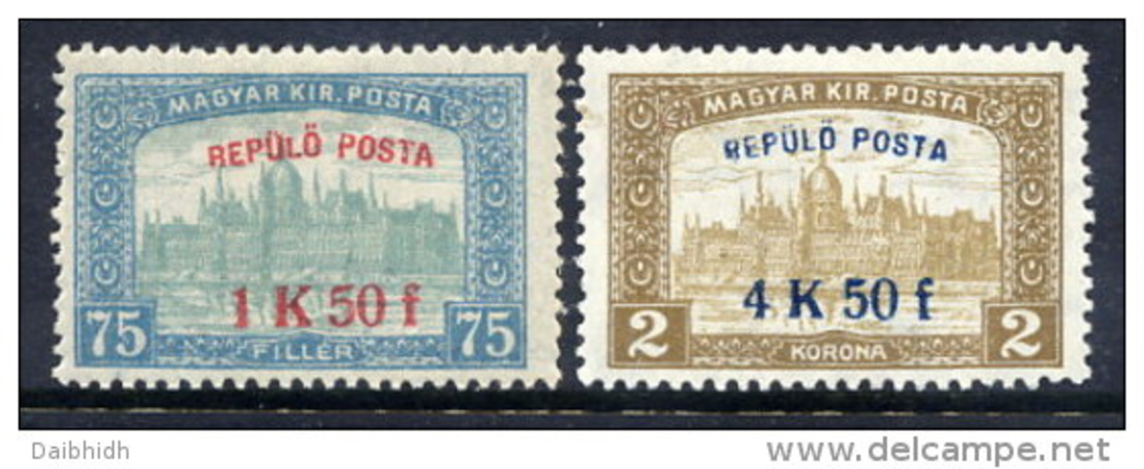 HUNGARY 1918 Airmail Overprint Set Of 2 LHM / **.  Michel 210-11 - Ungebraucht