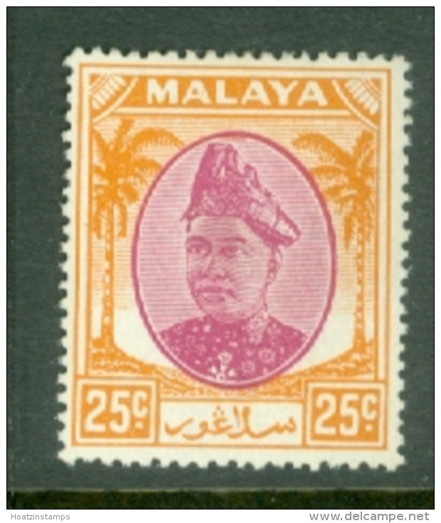 Malaya - Selangor: 1949/55   Sultan Hisamud-din Alam Shah   SG103    25c     MH - Selangor