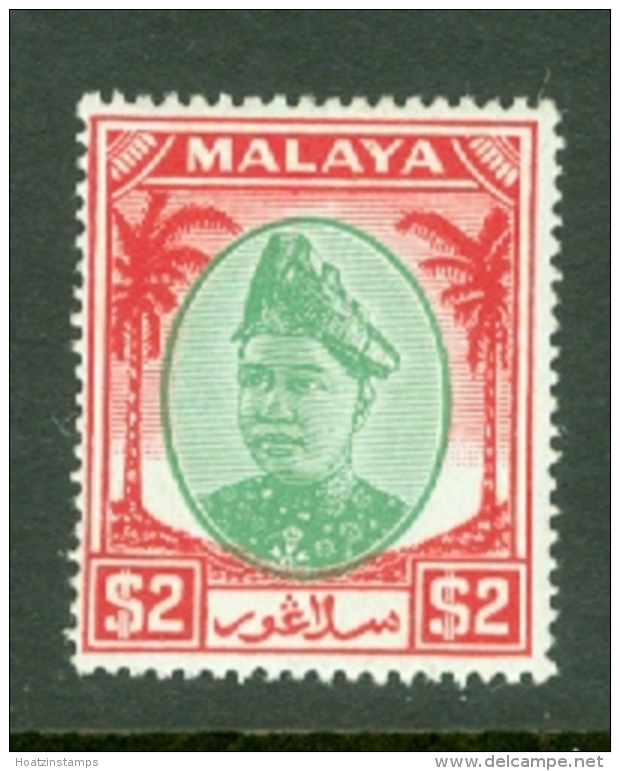 Malaya - Selangor: 1949/55   Sultan Hisamud-din Alam Shah   SG109    $2     MH - Selangor