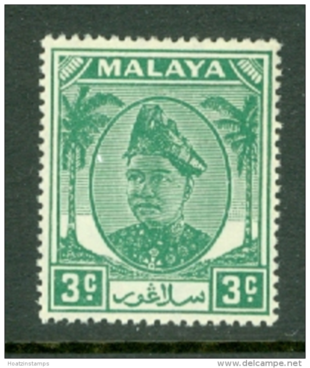 Malaya - Selangor: 1949/55   Sultan Hisamud-din Alam Shah   SG92    3c    MH - Selangor