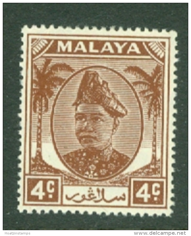 Malaya - Selangor: 1949/55   Sultan Hisamud-din Alam Shah   SG93    4c    MH - Selangor