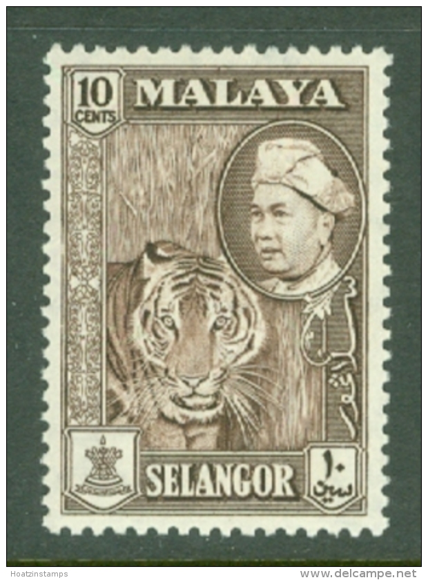 Malaya - Selangor: 1957/61   Sultan Hisamud-din Shah - Pictorial   SG121    10c  Deep Brown  MH - Selangor