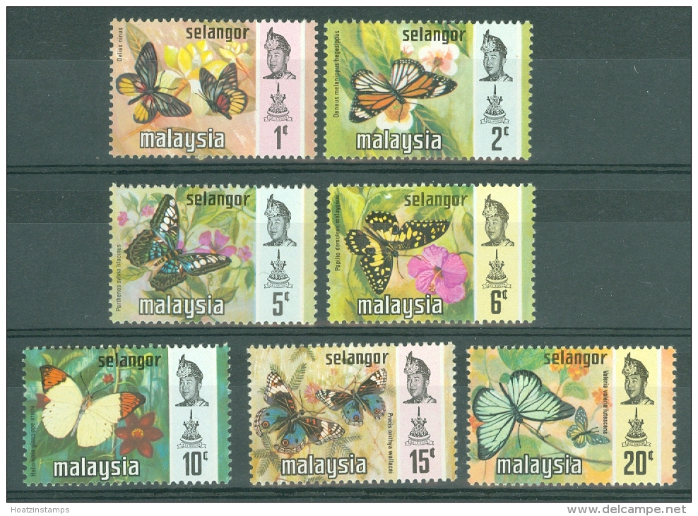 Malaya - Selangor: 1971/78   Butterflies Set   SG146-152  [Litho - Bradbury, Wilkinson]   MNH - Selangor