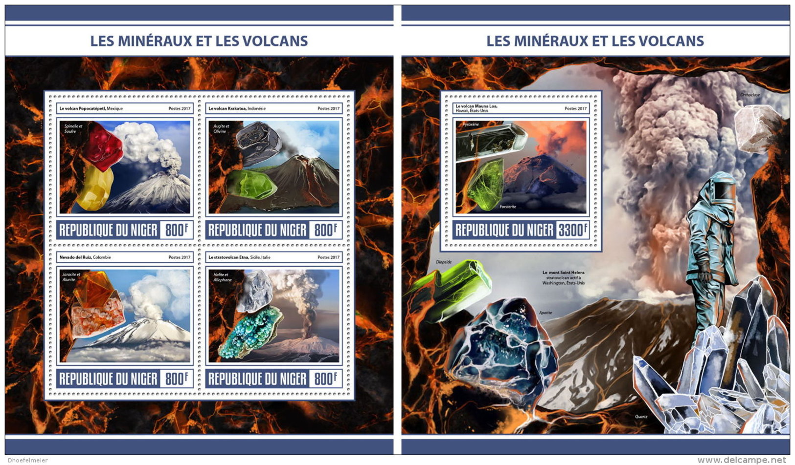 NIGER 2017 ** Volcanoes Vulkane Volcans Minerals M/S+S/S - OFFICIAL ISSUE - DH1728 - Volcanos