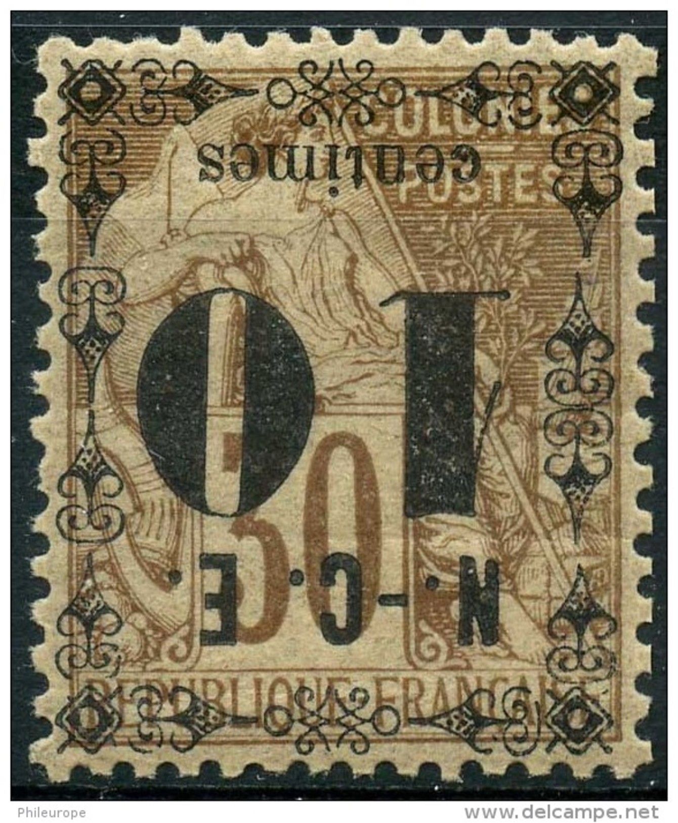 Nouvelle Calédonie (1891) N 12a Surcharge Renversé - Unused Stamps