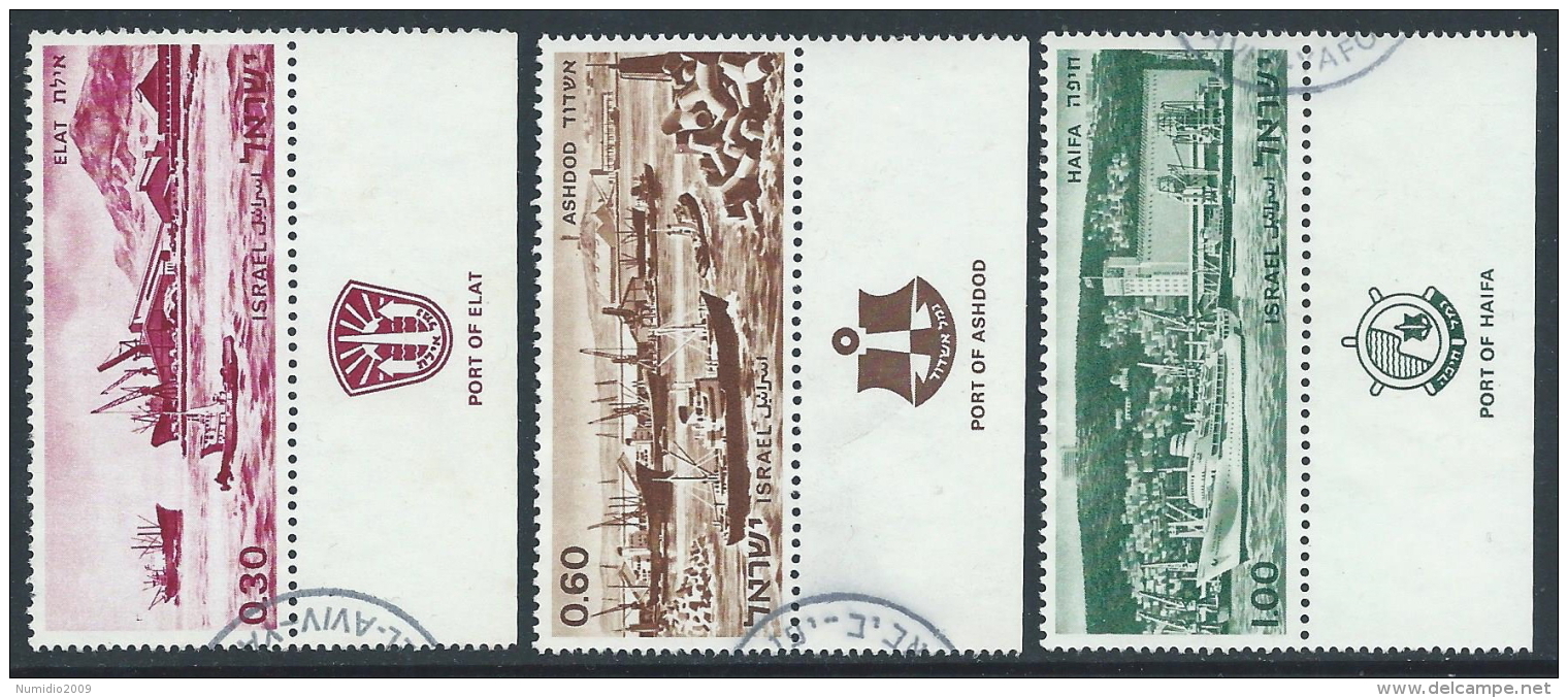 1969 ISRAELE USATO PORTI MODERNI CON APPENDICE - T10-3 - Gebraucht (mit Tabs)