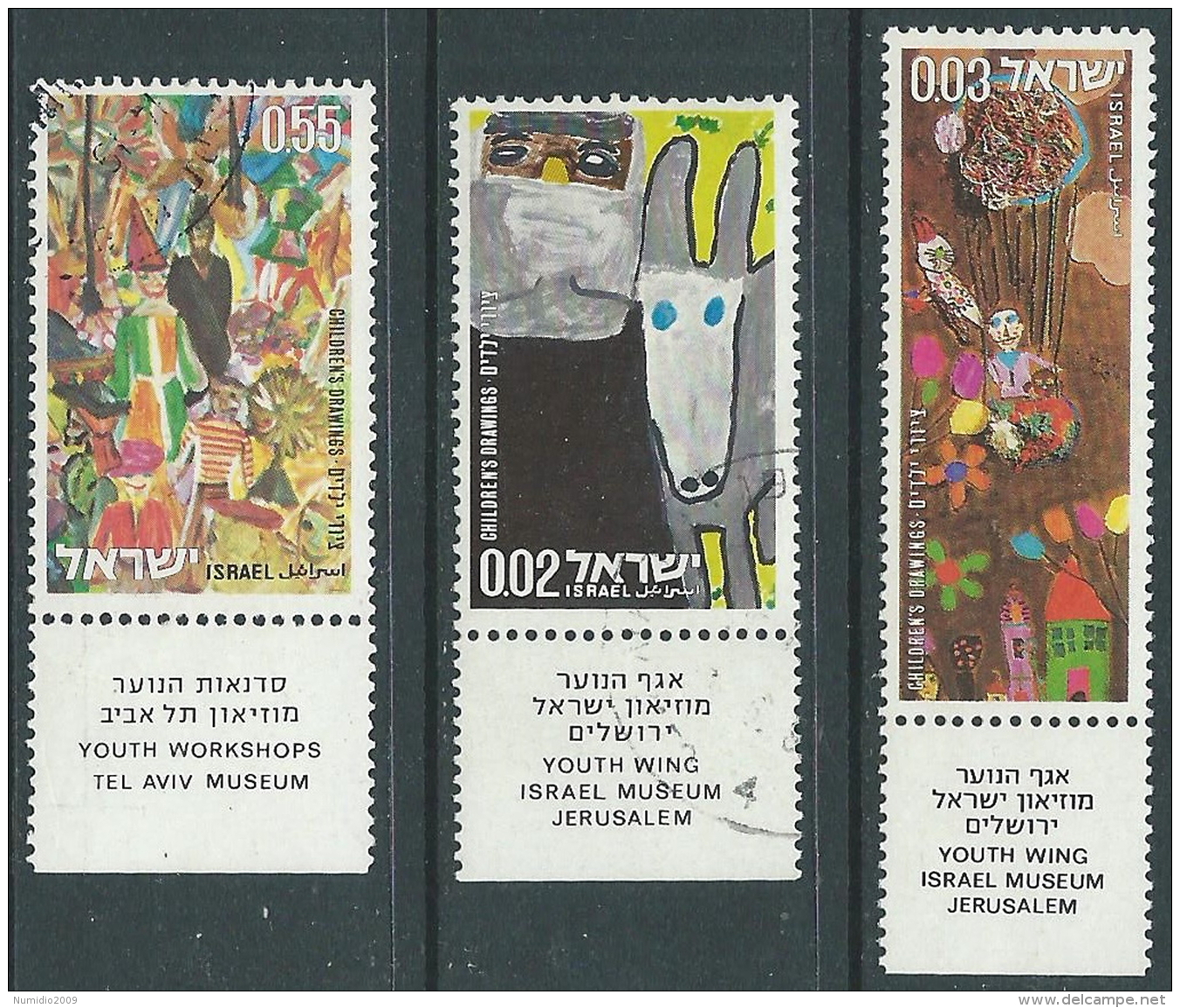 1973 ISRAELE USATO DISEGNI INFANTILI CON APPENDICE - T10-7 - Gebraucht (mit Tabs)