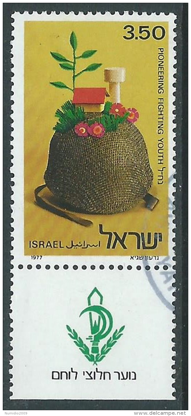 1977 ISRAELE USATO NAHAL GIOVANI PIONIERI CON APPENDICE - T12-2 - Usados (con Tab)