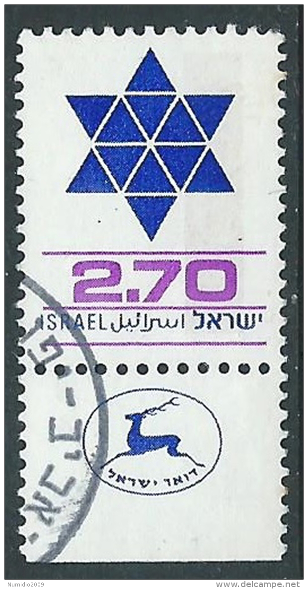 1980 ISRAELE USATO STAND BY 2,70 CON APPENDICE - T12-4 - Oblitérés (avec Tabs)