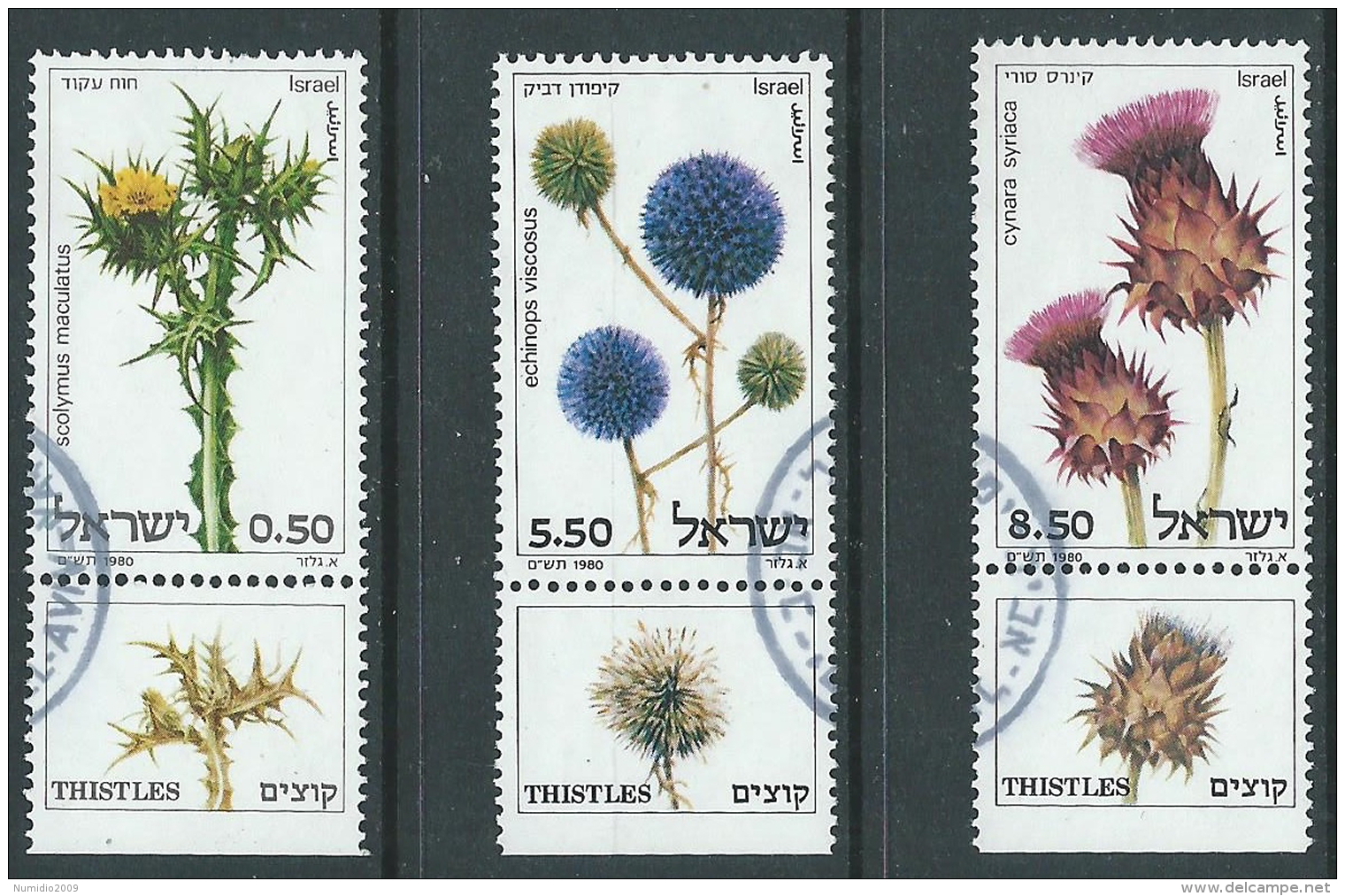 1980 ISRAELE USATO FIORI SELVATICI CON APPENDICE - T12-5 - Gebraucht (mit Tabs)