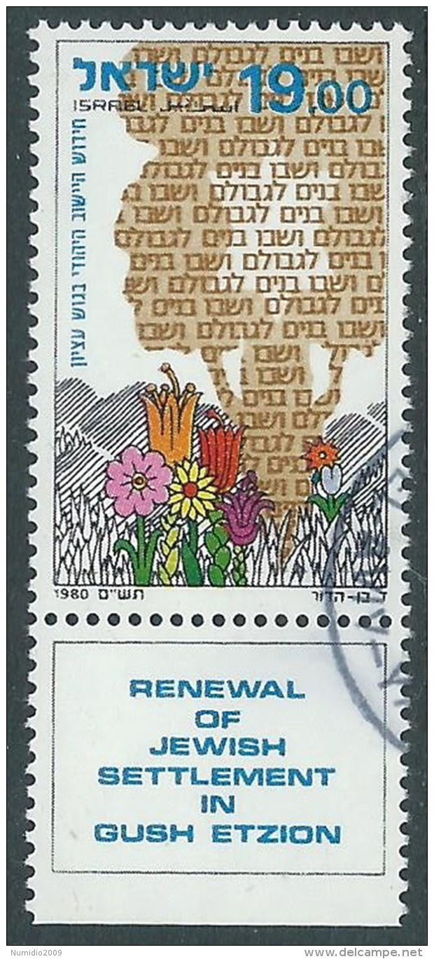 1980 ISRAELE USATO INSIEDAMENTI DI GUSH ETZION CON APPENDICE - T12-5 - Oblitérés (avec Tabs)