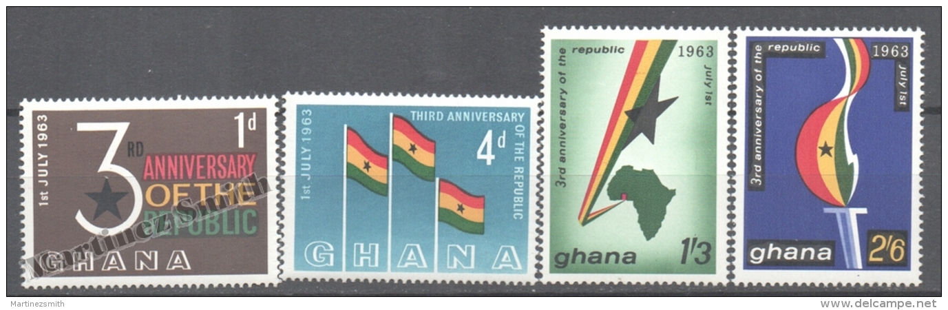 Ghana 1963 Yvert 135-38, 3rd Anniversary Of The Republic - MNH - Ghana (1957-...)