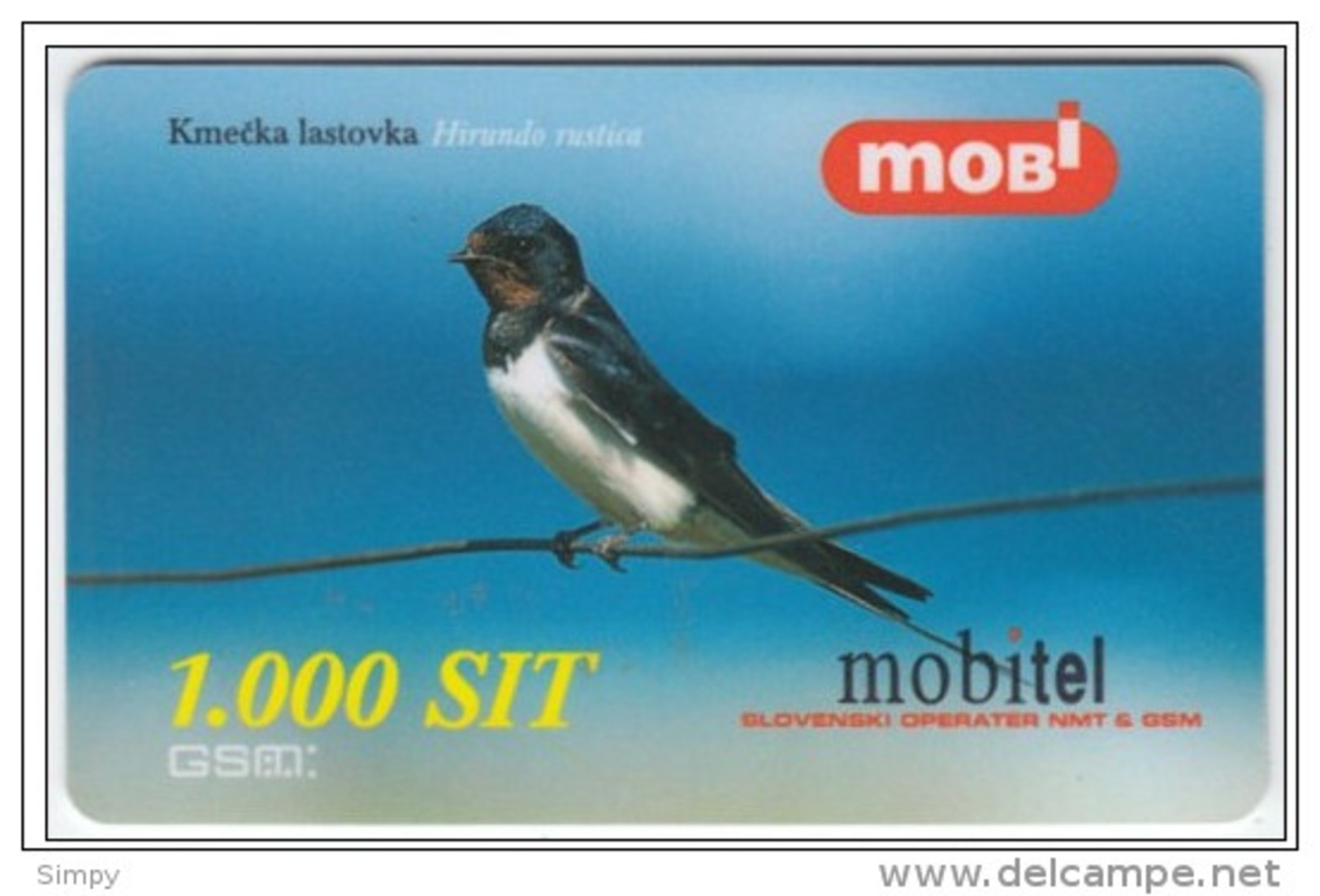 SLOVENIA Prepaid Phonecard Bird, Lastovica Hirundo Rustica 31.12.2001 - Passereaux