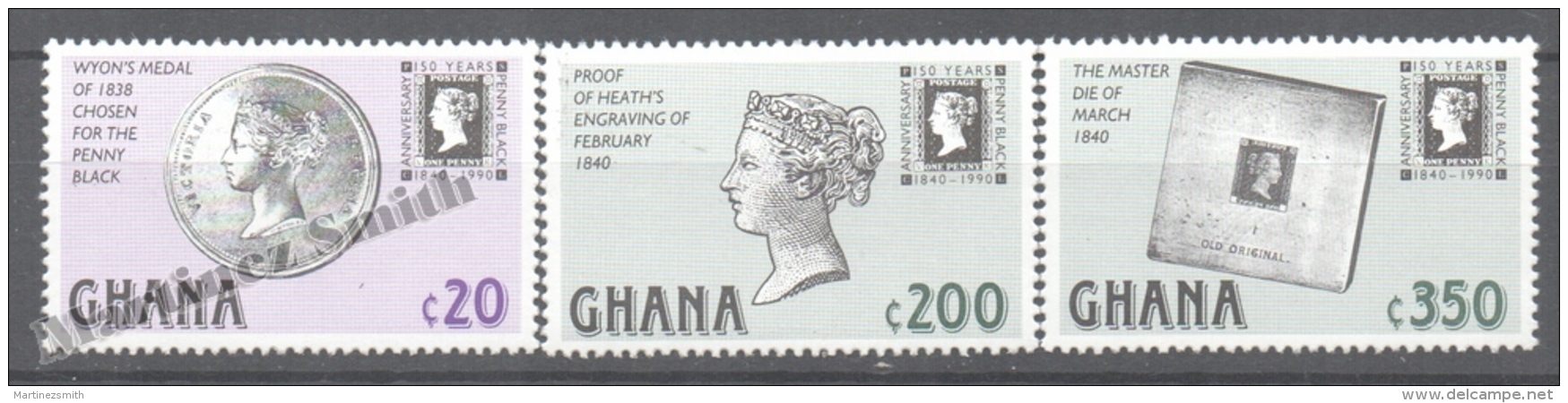 Ghana 1990 Yvert 1104-06, 150th Anniversary First Postage Stamp (I) - MNH - Ghana (1957-...)