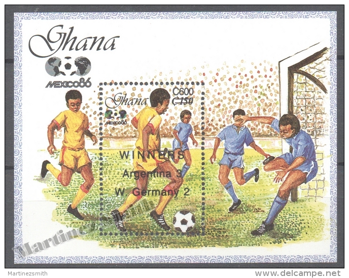 Ghana 1989 Yvert BF 138, Football World Cup, Overprinted Winners - Miniature Sheet - MNH - Ghana (1957-...)