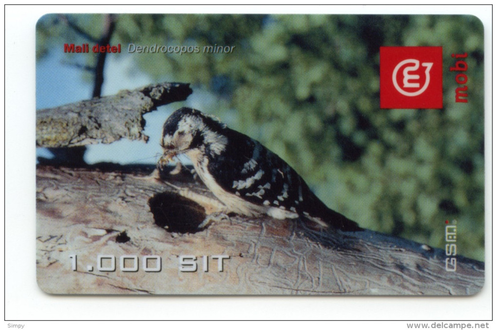 SLOVENIA Lesser Spotted Woodpecker Bird Mali Detel Dendrocopos Minor 31.12.2002 Prepaid Phonecard - Pájaros Cantores (Passeri)
