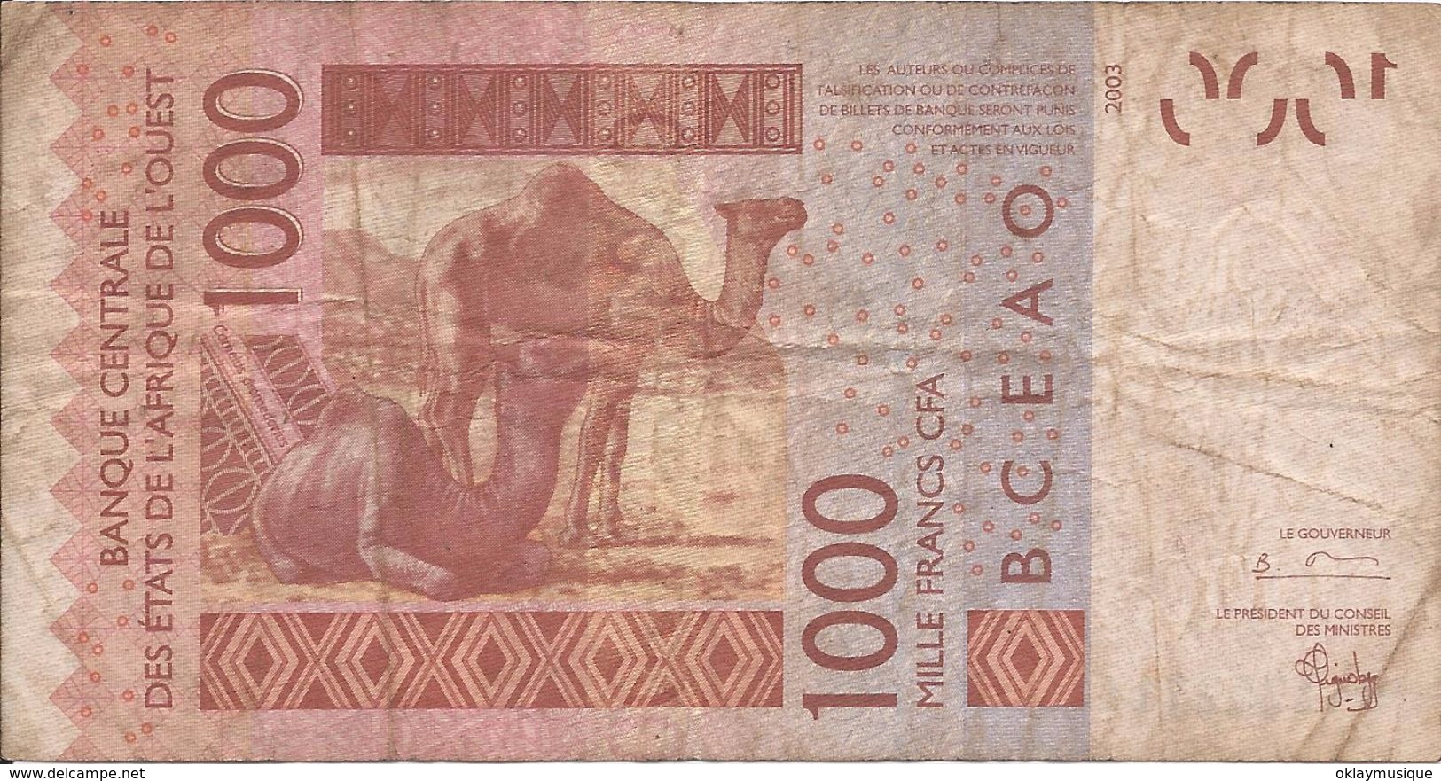 1000 Francs 2003  Mali - Mali