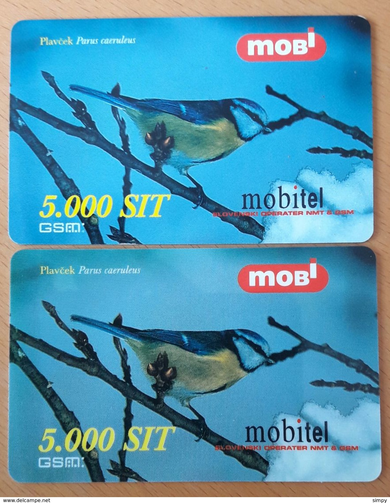 SLOVENIA Bird Blue Tit Plavcek Parus Caeruleus Ligh & Dark Mobil Prepaid Cards - Passereaux