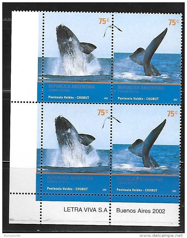 Argentina 2002 Valdes Peninsula Tourism Whales MNH - Nuevos