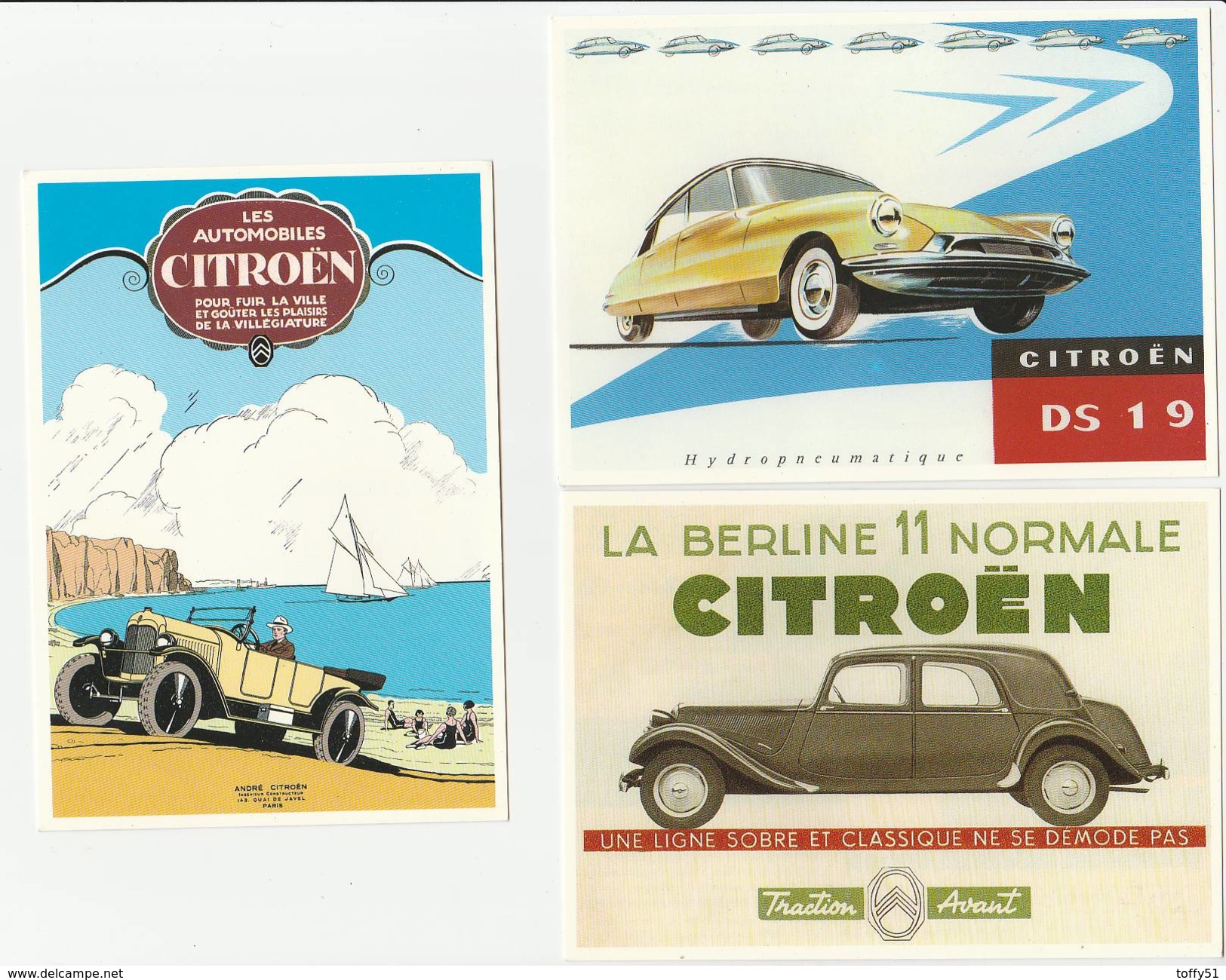 3 CPM:VOITURE "BERLINE 11 NORMALE CITROËN","CITROËN DS 19","CITROËN 1924" - Autres & Non Classés