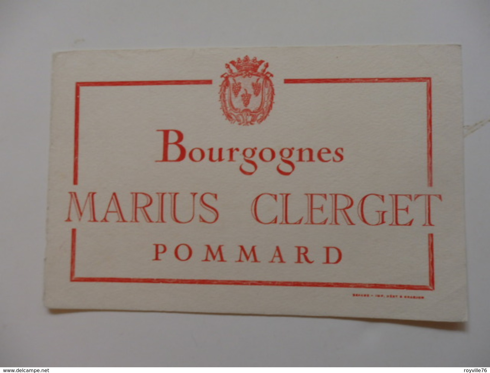 Buvard Des Bourgognes Marius Clerget à Pommard. - Agricultura