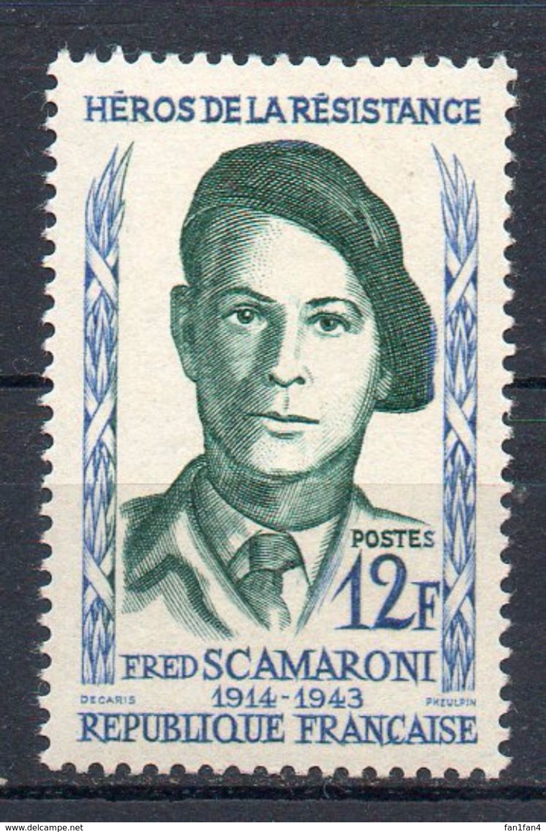 FRANCE 1958 - (**) - N° 1158 - (Héros De La Résistance - Fred Scamaroni) - Nuevos