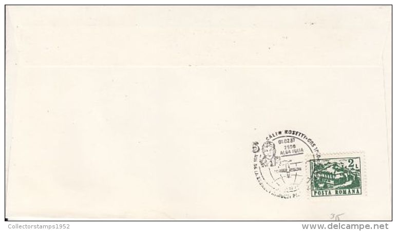 64481- CALIN ROSETTI CIRCUMPOLAR RECORD FLIGHT, PLANE, SPECIAL COVER, 1987, ROMANIA - Vols Polaires