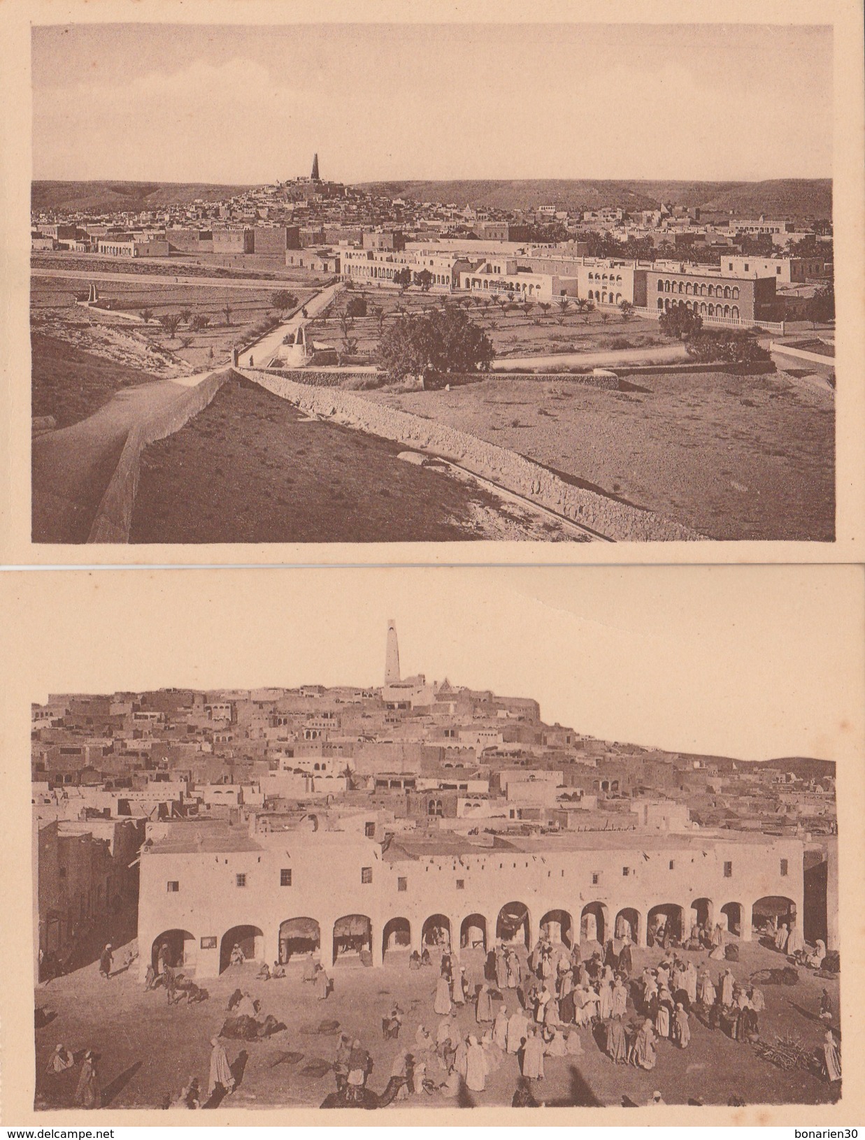 2 CPA ALGERIE GHARDAIA  LE M'ZAB JOUR DE MARCHE + VUE GENERALE - Ghardaia