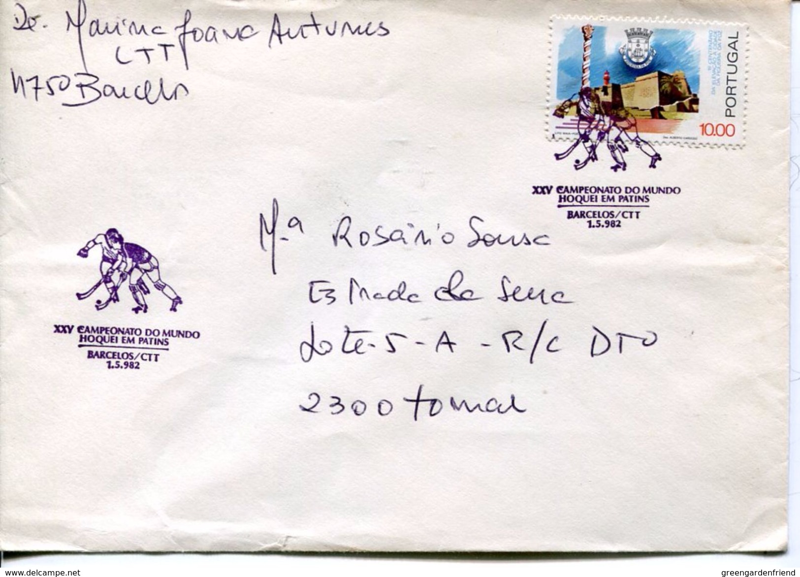 24278 Portugal, Special Postmark 1982 Field Hockey,roller Skating Rink Hockey World Champ. Barcelos - Hockey (Field)