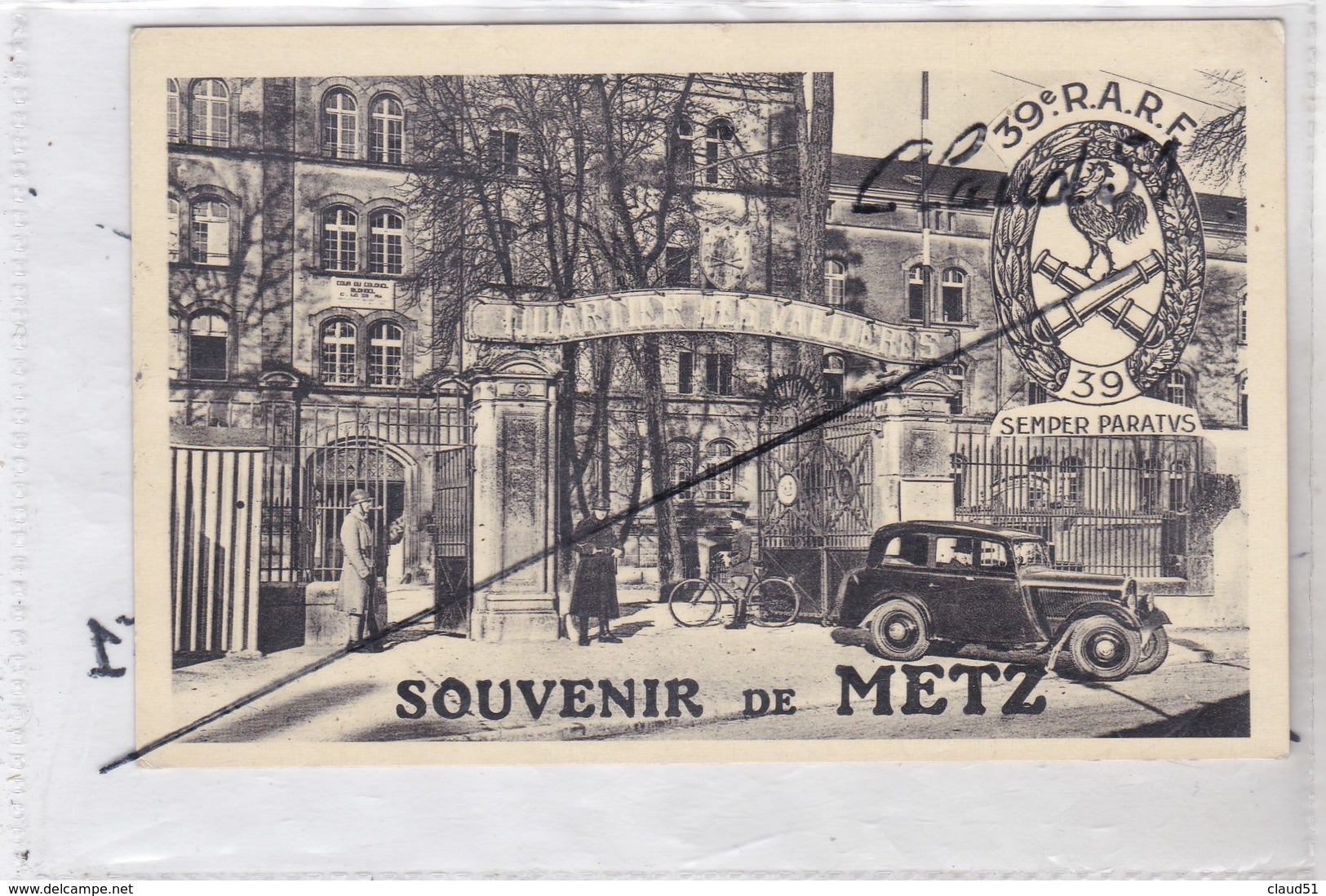 Souvenir De METZ (57) Quartier Des Valliéres / Poste De Garde /39e. R.A.R.F. (Peugeot 201 Premier Plan) - Metz