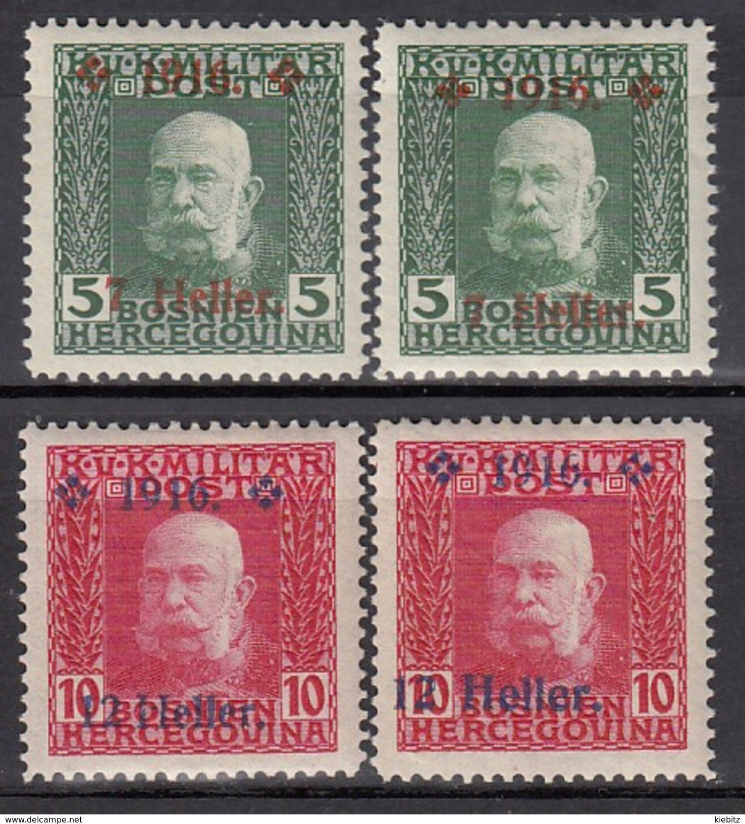 ÖSTERREICH Bosnien&Herzegowina 1916 - MiNr: 95 I+II - 96 I+II    * / MLH - Eastern Austria