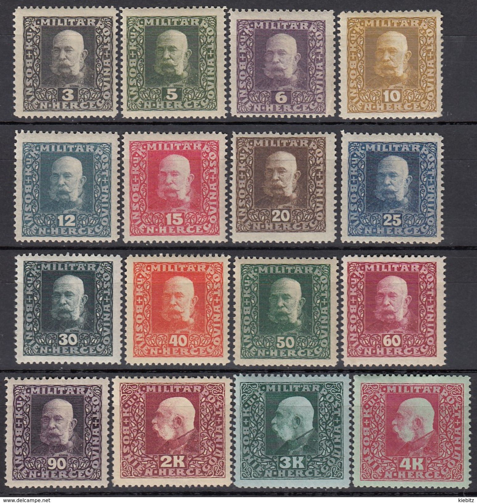 ÖSTERREICH Bosnien&Herzegowina 1916 - MiNr: 99 - 116 Lot 16 X    * / MLH - Oostenrijkse Levant