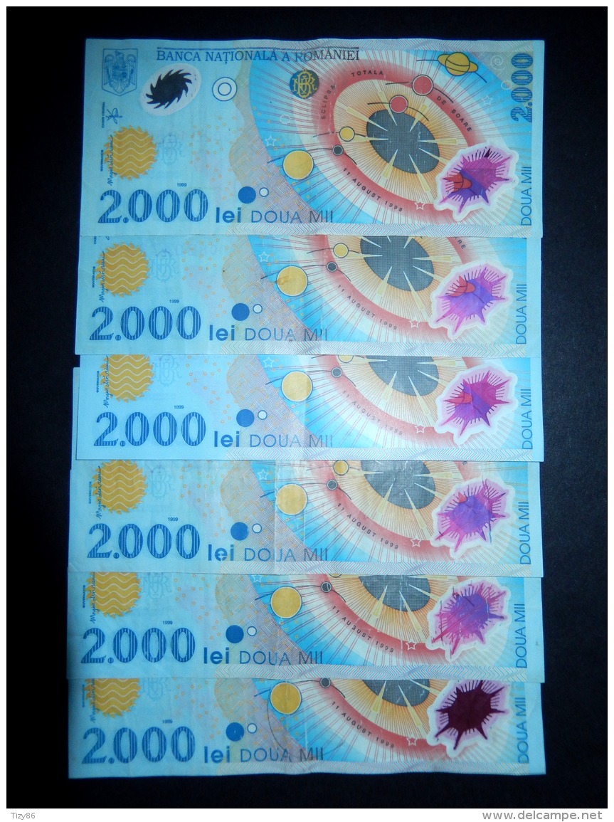 Lotto Di 6 Banconote Romania (circolate) 2000 Lei - Roumanie