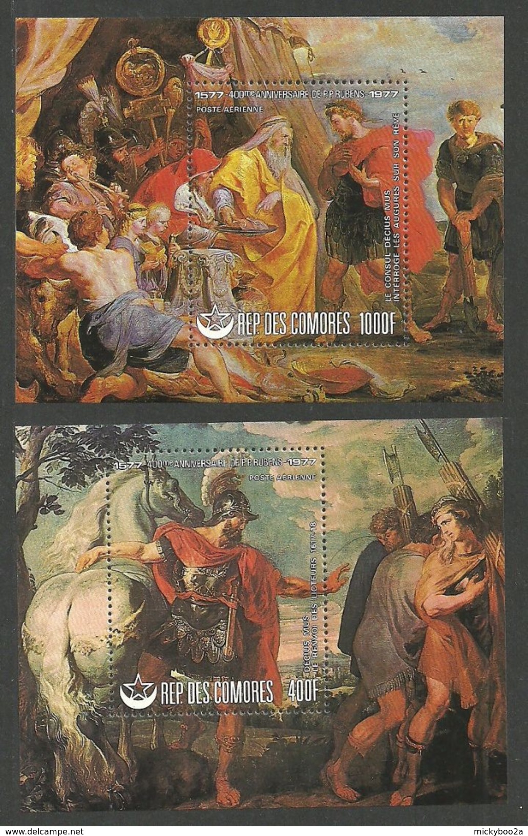 COMORO 1978 ART PAINTINGS RUBENS DECIUS MUS DREAMS M/SHEETS MNH - Comoros