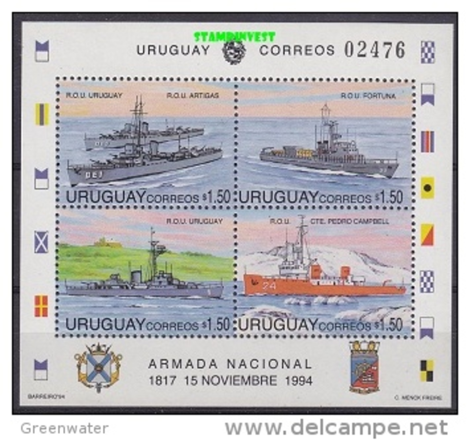 Uruguay 1994 Navy Day / Ships M/s ** Mnh (19272) - Uruguay