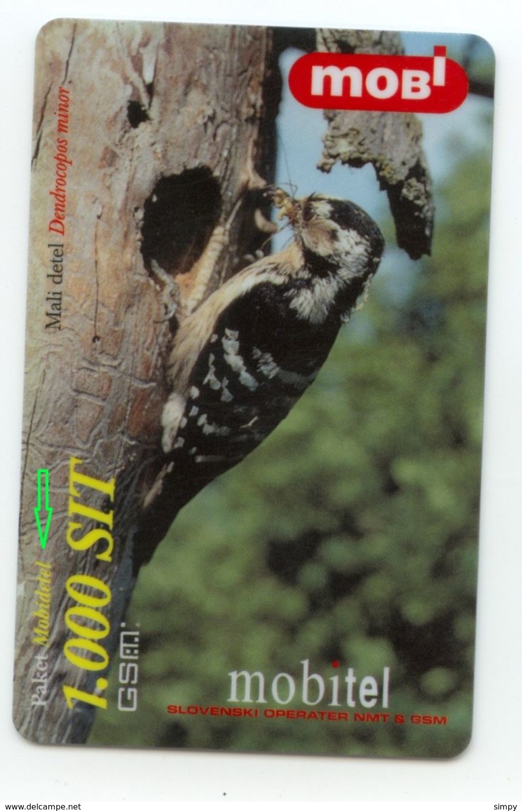 SLOVENIA Bird Lesser Spotted Woodpecker PAKET Mobidetel Prepaid Phoncard  31/12/2000 - Zangvogels