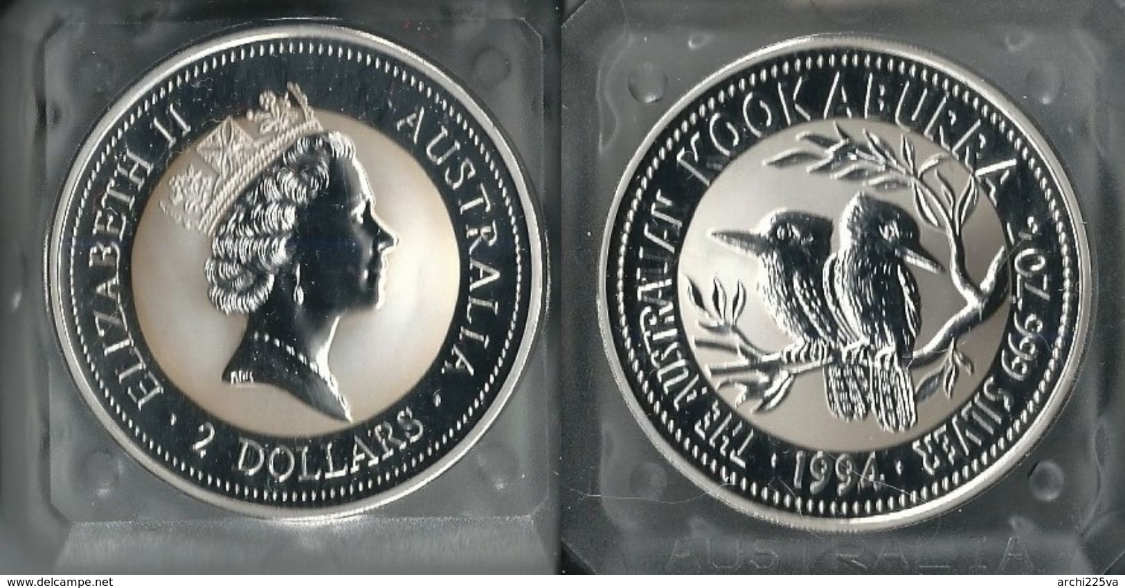 1994 AUSTRALIA - Kookaburra - 2 Dollars FDC PROOF - Argento / Argent / Silver  999 / 1000 - Confezione Originale - 2 Dollars