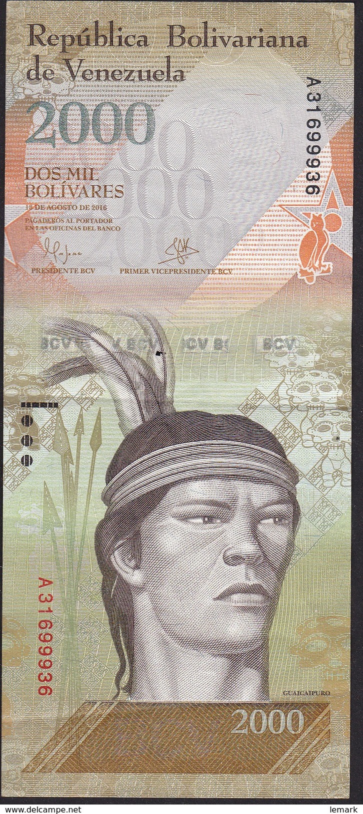 Venezuela 2000 Bolivares 2016 PnewUNC - Venezuela