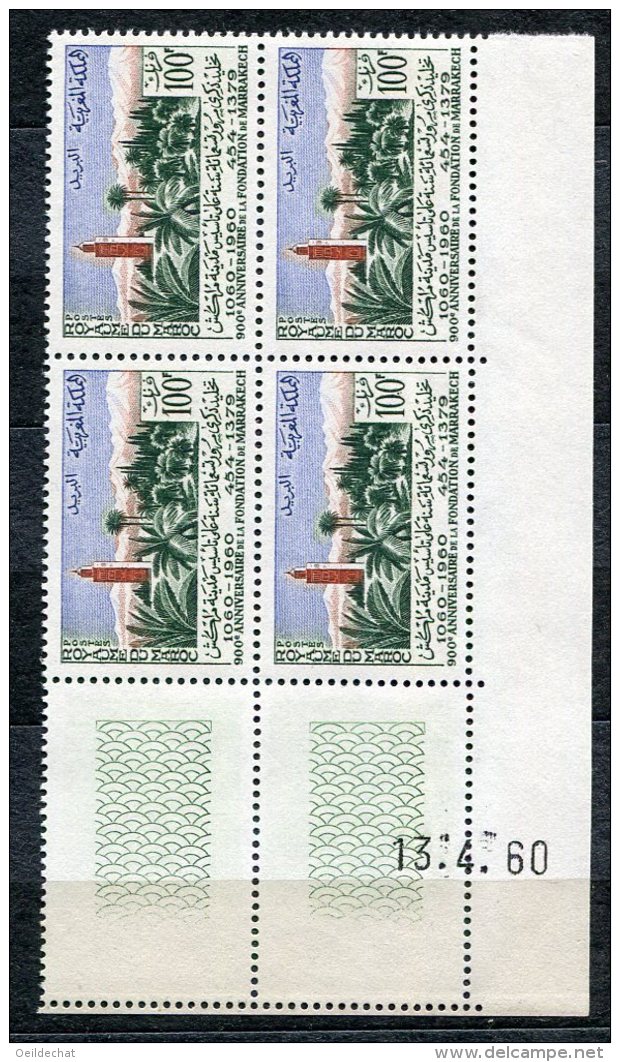 4169 - MAROC  N°404 ** 100F  9éme Centenaire De Marrakech   Coin Daté Du 13/4/60   TTB - Morocco (1956-...)