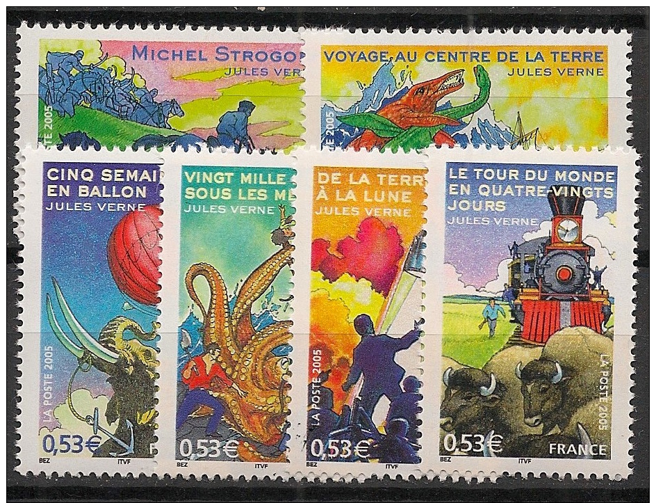 France - 2005 - N°Yv. 3789 à 3794 - Jules Verne - Neuf Luxe ** / MNH / Postfrisch - Schriftsteller