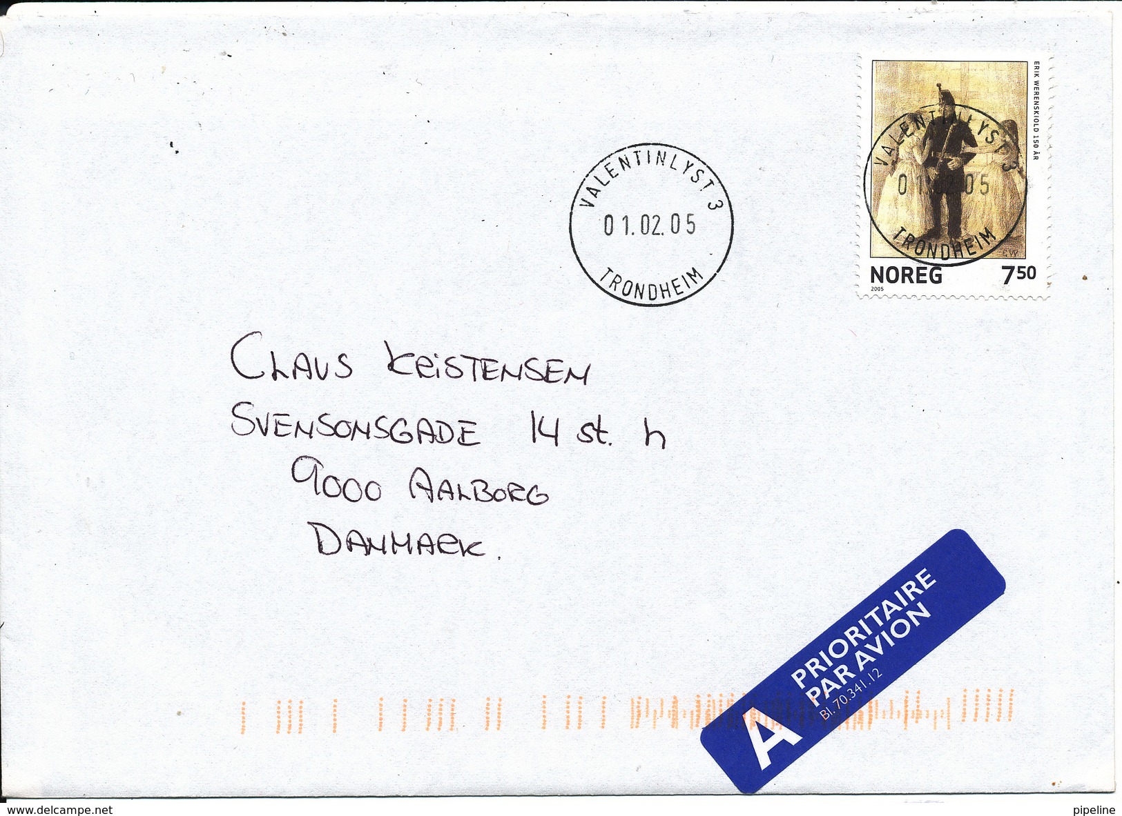 Norway Cover Sent To Denmark Vallentinlyst 1-2-2005 With Perfect SUN Cancel - Covers & Documents