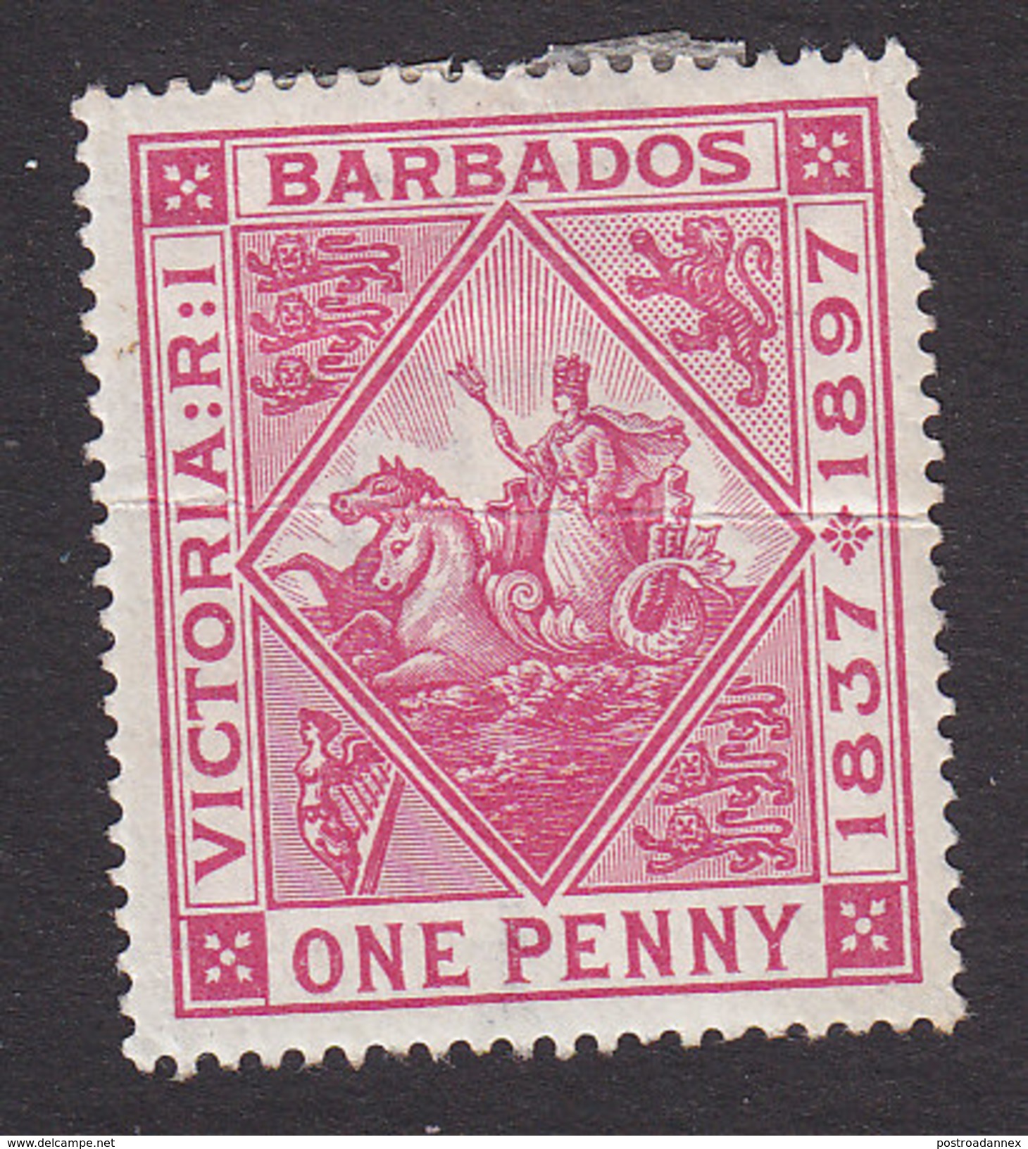 Barbados, Scott #83, Mint Hinged, Badge Of The Colony, Issued 1897 - Barbados (...-1966)